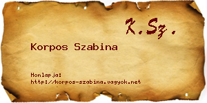 Korpos Szabina névjegykártya